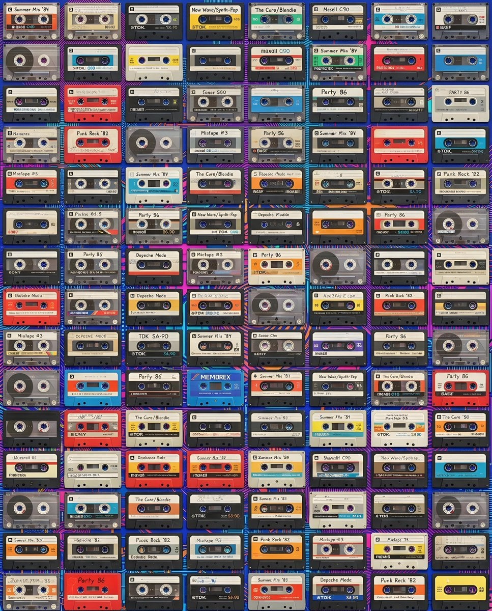 Vintage Cassette Tape Grid preview