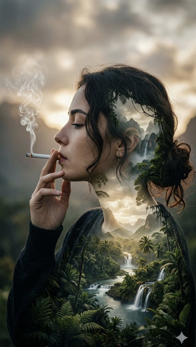 Double Exposure Tropical Landscape Portrait preview