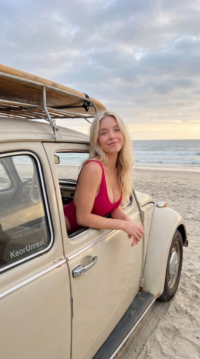 Ethereal Coastal Vintage Car Portrait preview