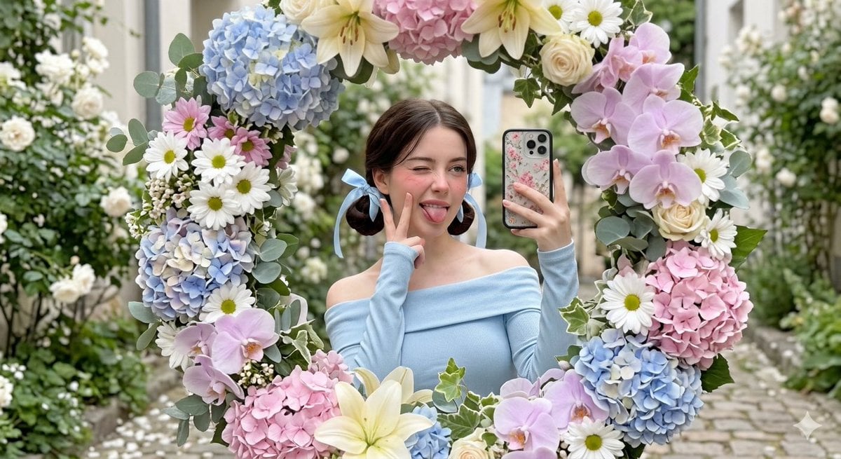 Floral Mirror Selfie Portrait preview