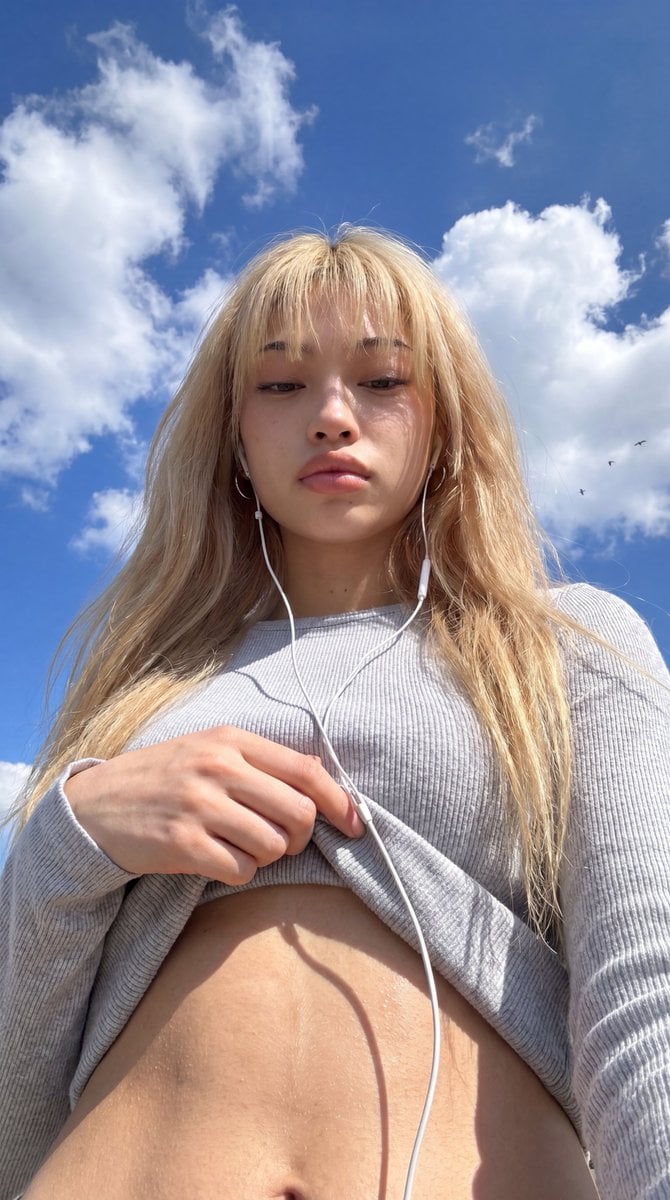 Low-Angle Wide-Sky Smartphone Selfie preview
