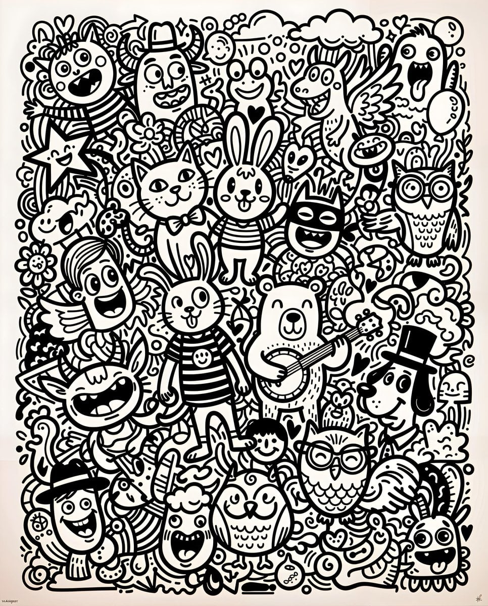 Black and White Whimsical Doodle Art preview