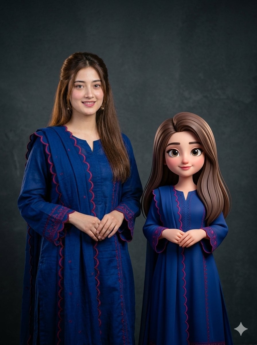 Woman with 3D Cartoon Miniature preview