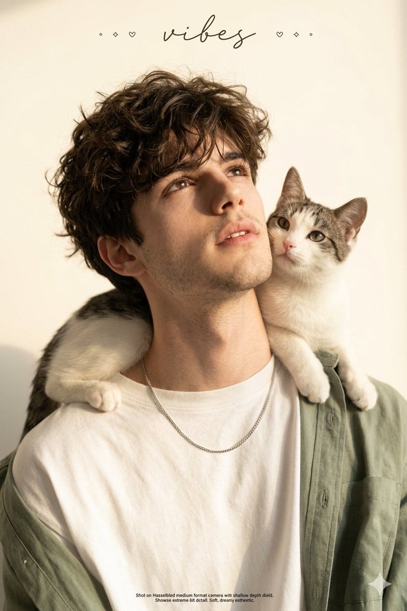 Dreamy Korean Aesthetic Cat Portrait preview