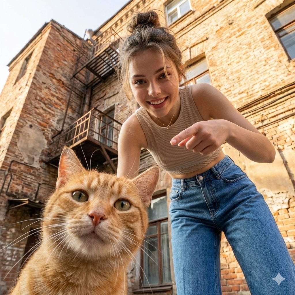 Low Angle Urban Cat Portrait preview