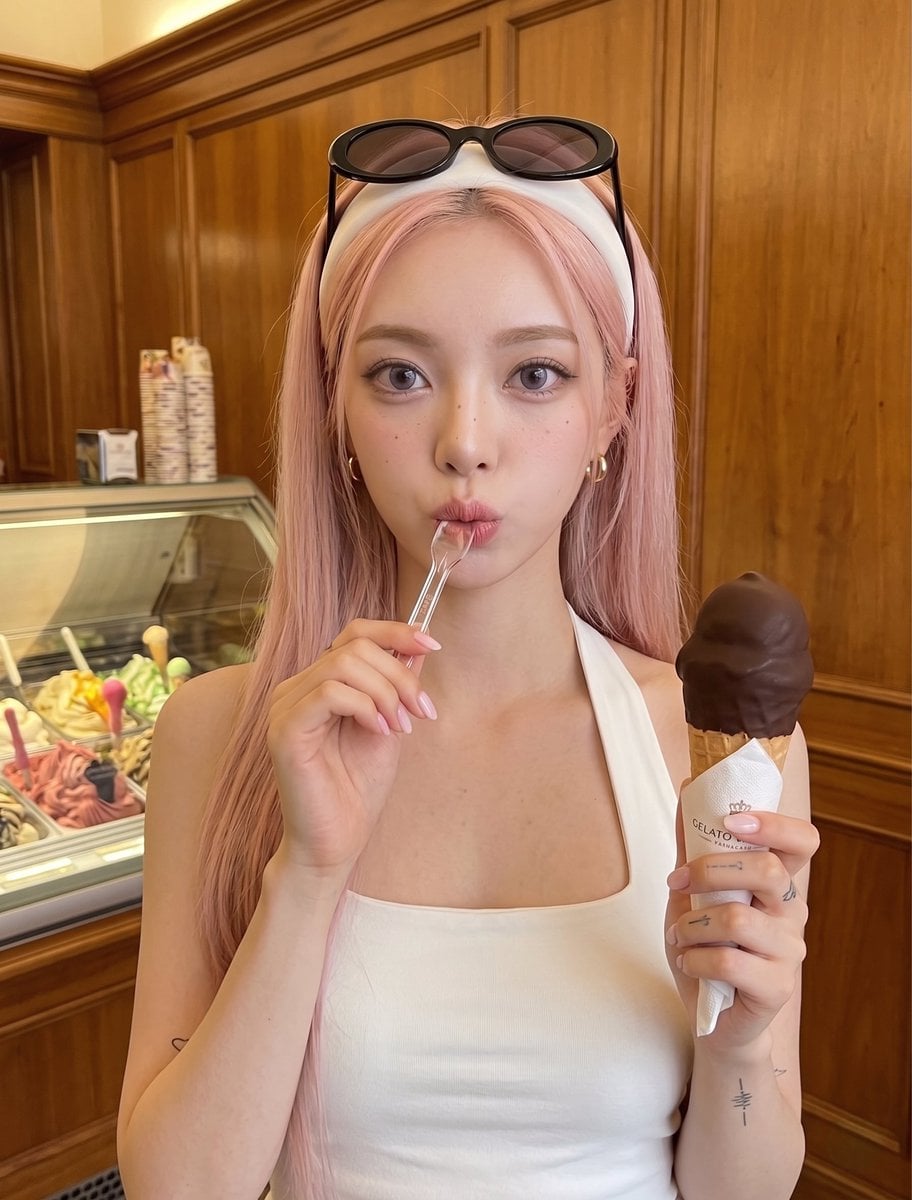 Woman with Ice Cream Shop Portrait preview