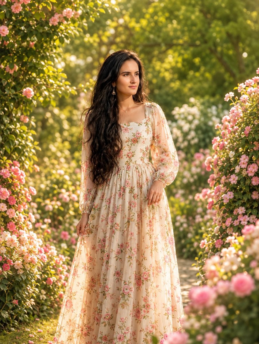 Photorealistic Woman in Floral Garden preview