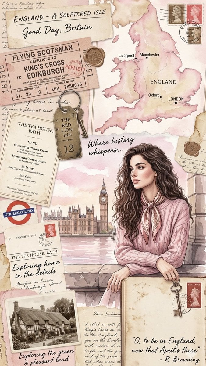 Vintage England Travel Scrapbook preview