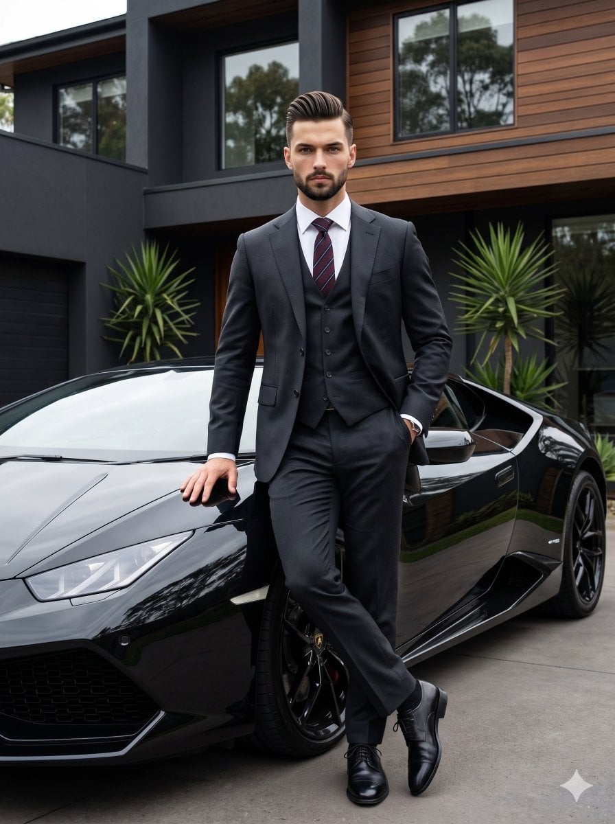Man with Luxury Car and House preview