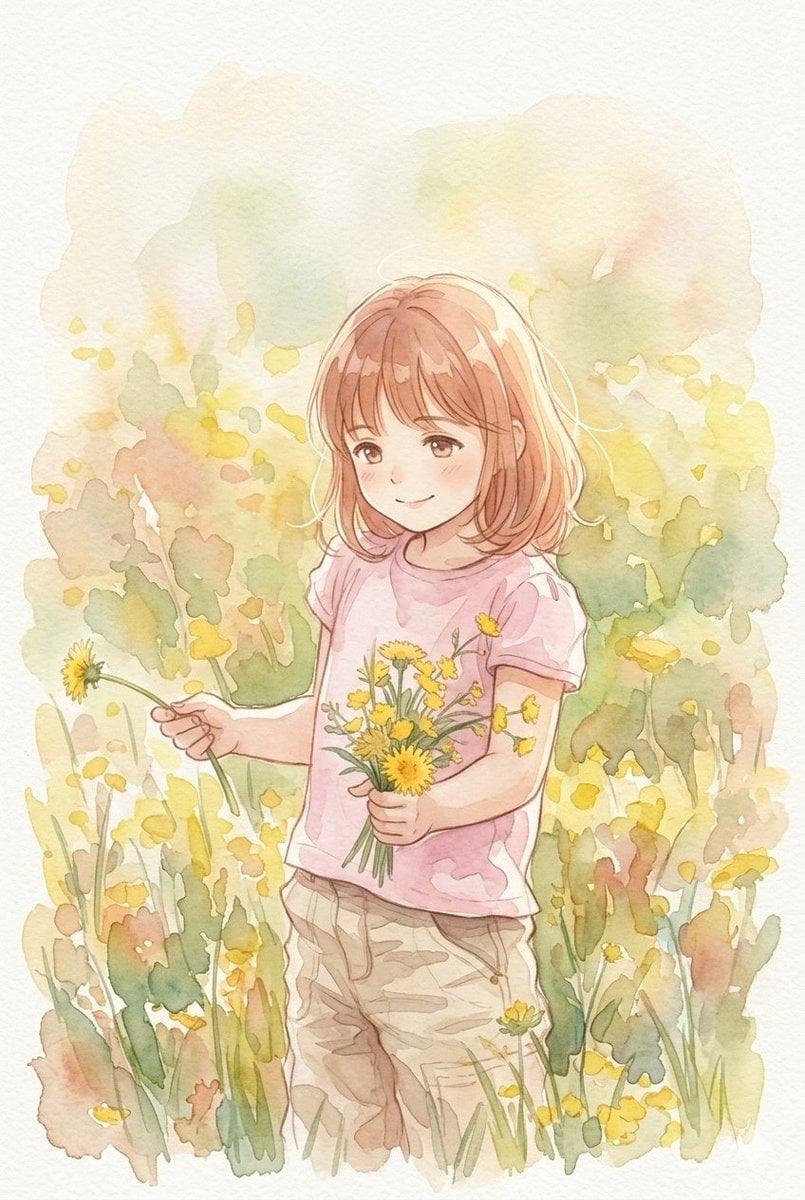 Anime Watercolor Girl with Butterflies preview