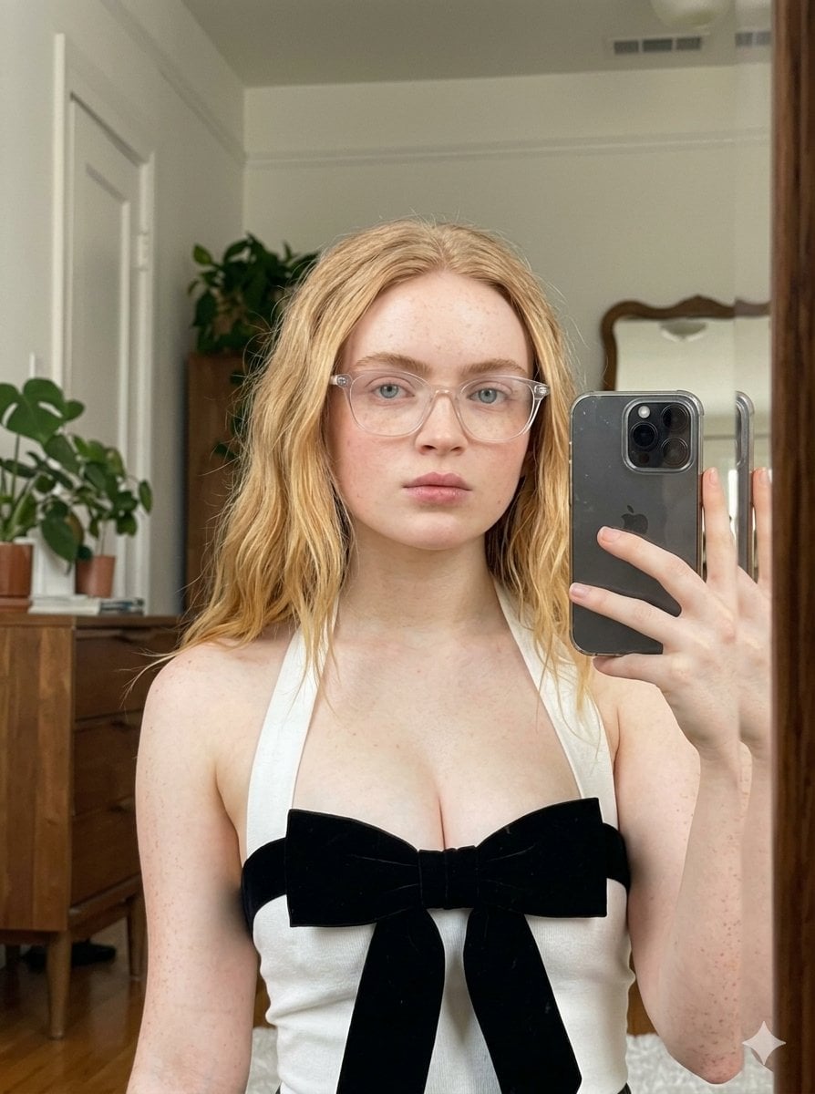 Elegant Monochromatic Mirror Selfie preview