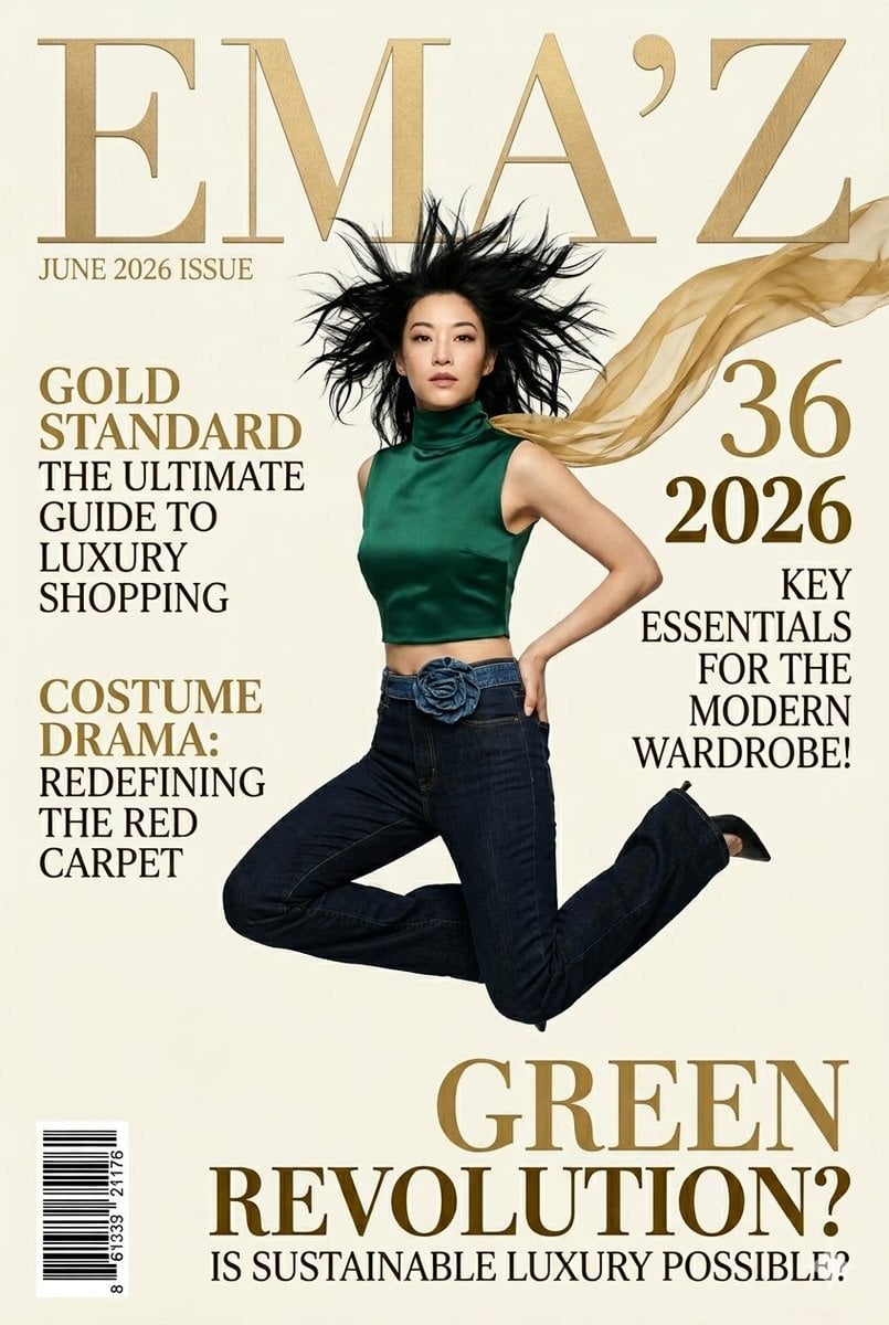 Emerald Green Fashion Magazine Cover preview