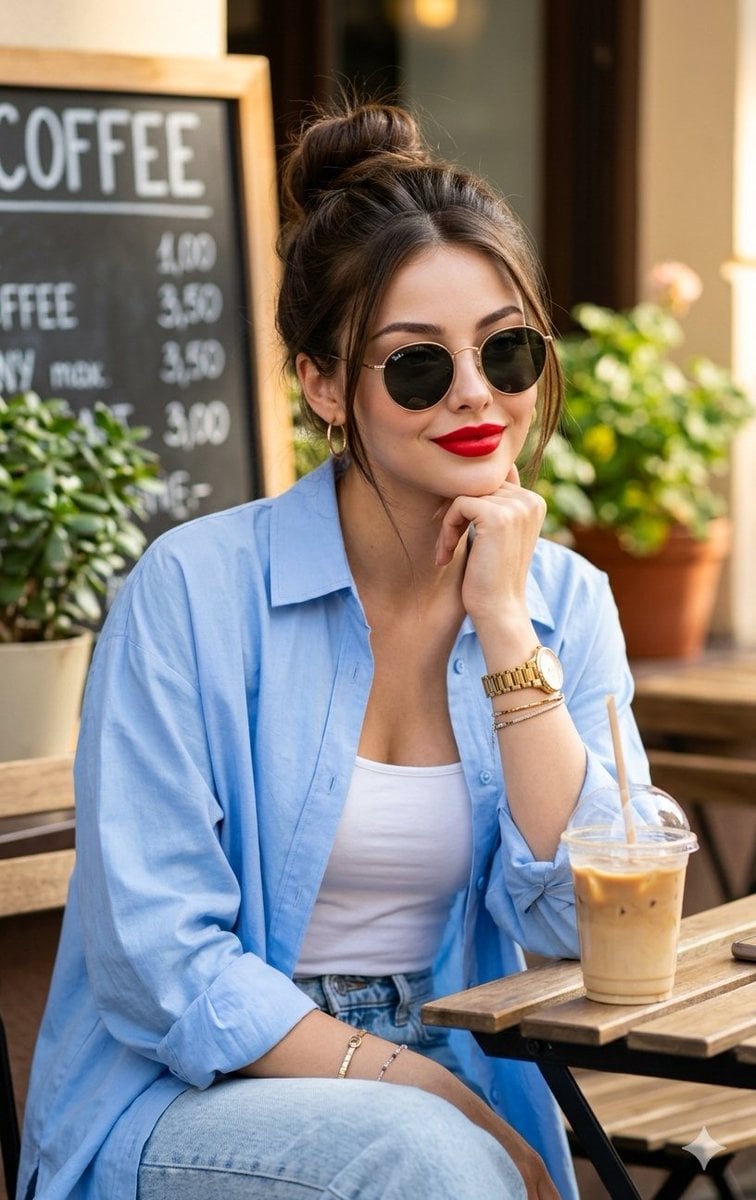 Asian Woman at Outdoor Cafe preview